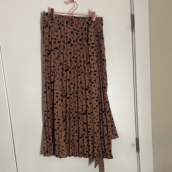 Pleated leopard midi skirt with removable bow smal s - Picture 4 of 4